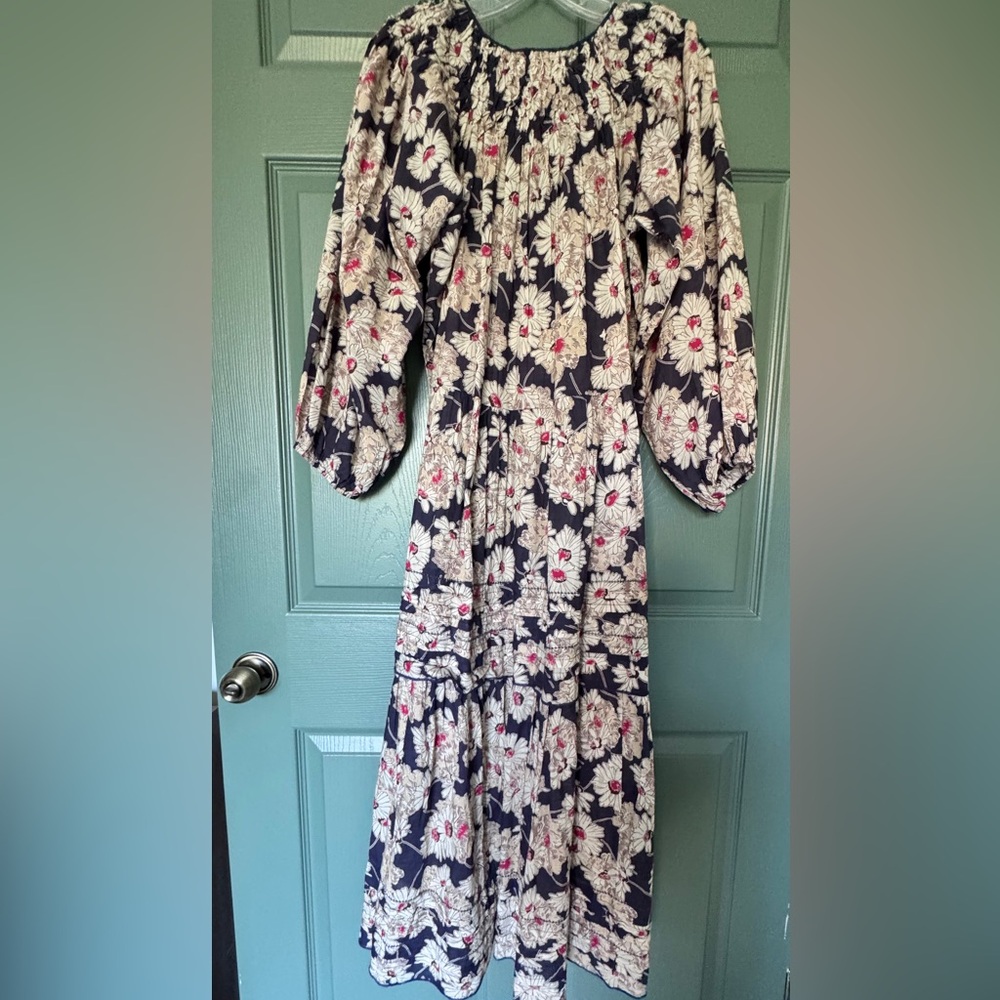 ❤️ THE GREAT FLOWY DAISY FLORAL COTTON MIDI DRESS BALLOON SLEEVES PEASANT BOHO - Picture 2 of 10